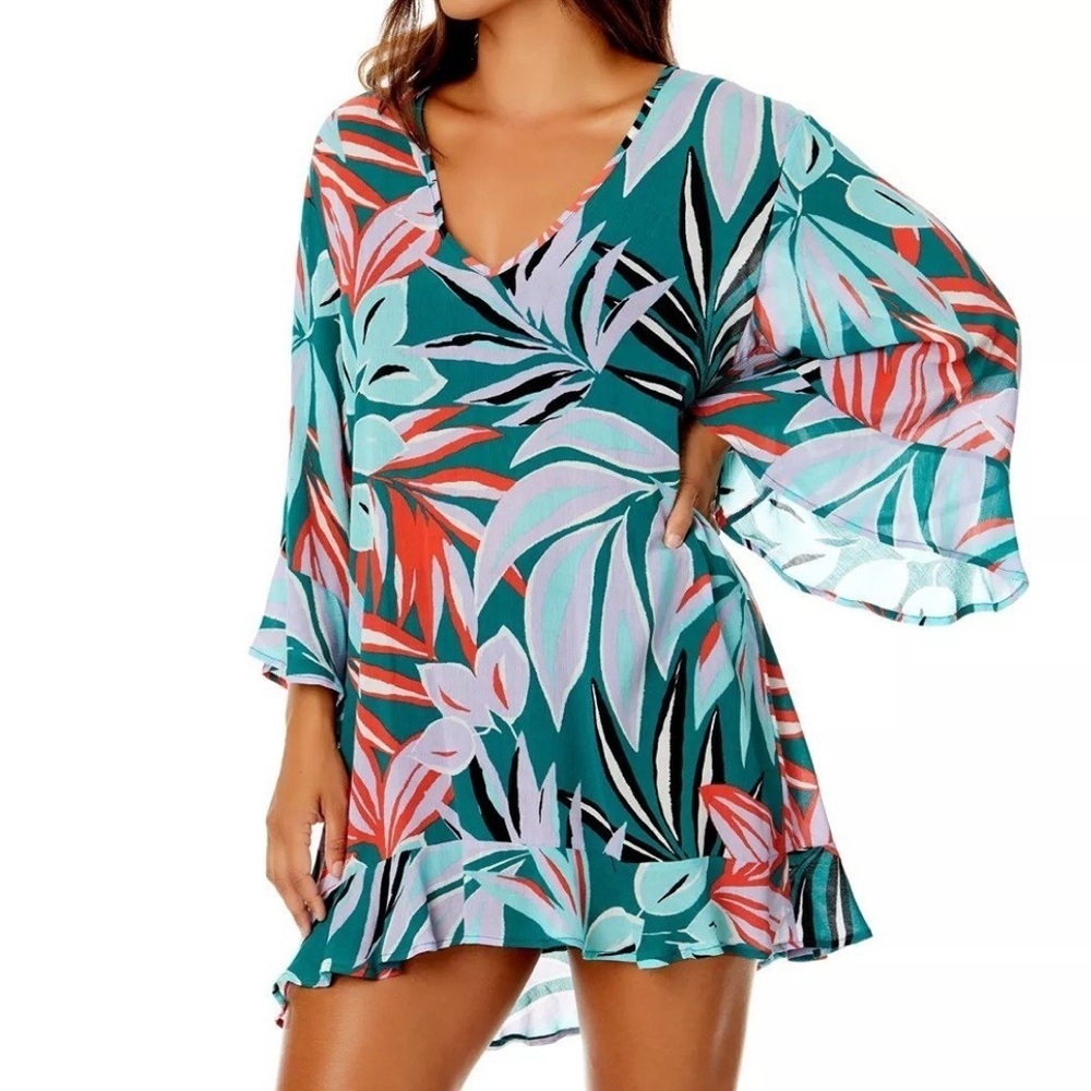 NWOT ANNE COLE Zesty Tropical Swimsuit Beach Coverup Size Medium/Large